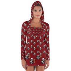 Panda With Bamboo Red Long Sleeve Hooded T-shirt by snowwhitegirl