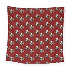 Panda With Bamboo Red Square Tapestry (large)