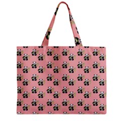 Panda With Bamboo Pink Zipper Mini Tote Bag