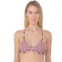 Panda With Bamboo Pink Reversible Tri Bikini Top