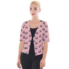 Panda With Bamboo Pink Cropped Button Cardigan by snowwhitegirl