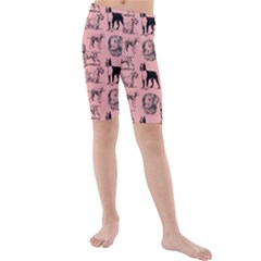 Dog Pattern Pink Kids  Mid Length Swim Shorts by snowwhitegirl