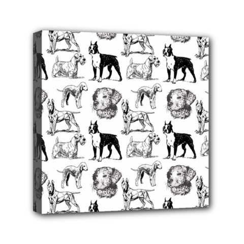 Dog Pattern White Mini Canvas 6  X 6  (stretched)