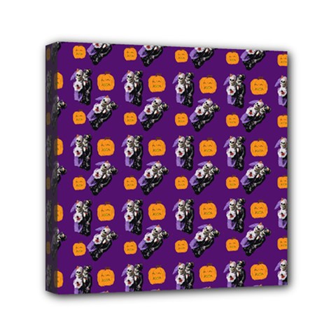 Halloween Skeleton Pumpkin Pattern Purple Mini Canvas 6  X 6  (stretched)