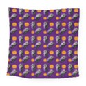 Halloween Skeleton Pumpkin Pattern Purple Square Tapestry (Large) View1