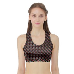 Vintage Floral Black Sports Bra With Border