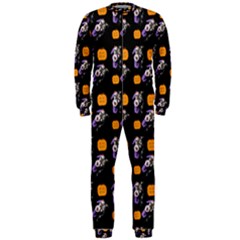 Halloween Skeleton Pumpkin Pattern Black Onepiece Jumpsuit (men)  by snowwhitegirl