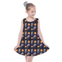 Halloween Skeleton Pumpkin Pattern Black Kids  Summer Dress by snowwhitegirl