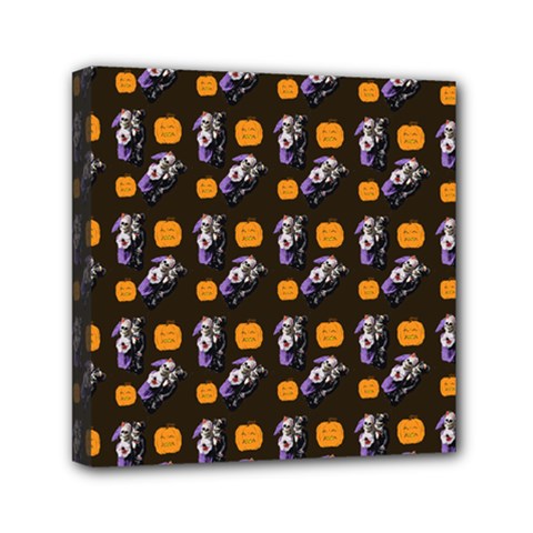 Halloween Skeleton Pumpkin Pattern Brown Mini Canvas 6  X 6  (stretched)