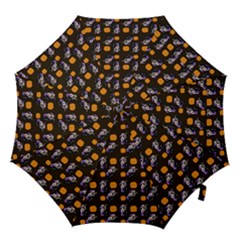 Halloween Skeleton Pumpkin Pattern Brown Hook Handle Umbrellas (small) by snowwhitegirl