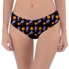 Halloween Skeleton Pumpkin Pattern Brown Reversible Classic Bikini Bottoms