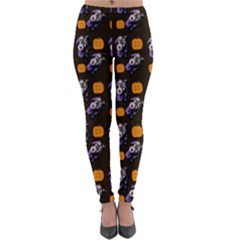 Halloween Skeleton Pumpkin Pattern Brown Lightweight Velour Leggings by snowwhitegirl