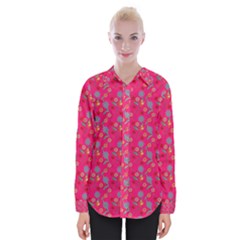 Vintage Floral Pink Womens Long Sleeve Shirt