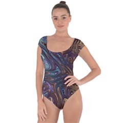 Fractal Art Artwork Globular Short Sleeve Leotard 