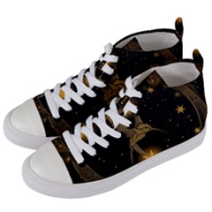 Wonderful Hummingbird With Stars Women s Mid-top Canvas Sneakers by FantasyWorld7