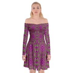 Modern Asian Ornate Pattern Off Shoulder Skater Dress by dflcprints