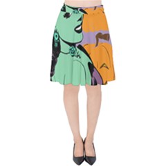 Zombie Retro Girl Velvet High Waist Skirt