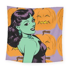 Zombie Retro Girl Square Tapestry (large)