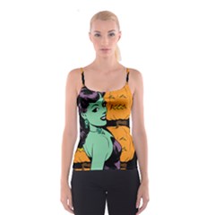 Zombie Retro Girl Black Spaghetti Strap Top