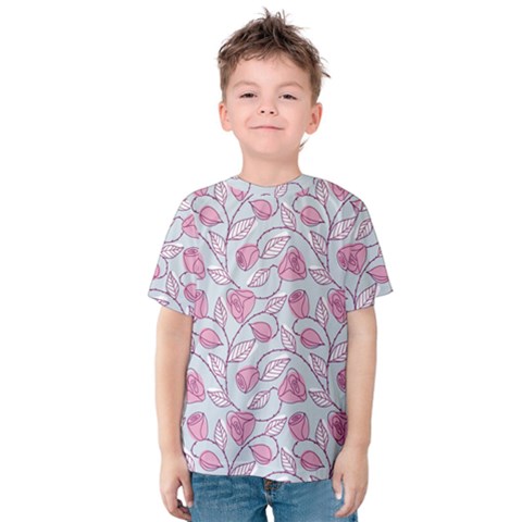 Pink Roses Pattern Kids  Cotton Tee by JadehawksAnD