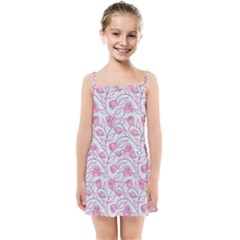 Pink Roses Pattern Kids Summer Sun Dress