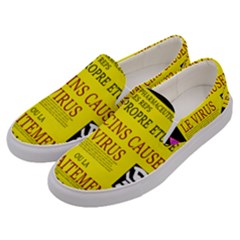 Ronald Story Vaccine Mrtacpans Men s Canvas Slip Ons by MRTACPANS