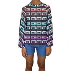 Three Color Ombre Cassette Kids  Long Sleeve Swimwear