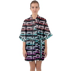 Three Color Ombre Cassette Quarter Sleeve Kimono Robe