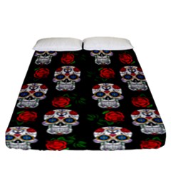 Skull Pattern Black Fitted Sheet (california King Size)