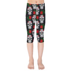 Skull Pattern Black Kids  Capri Leggings  by snowwhitegirl