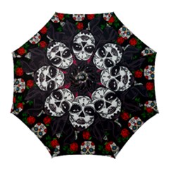 Mexican Skull Lady Golf Umbrellas by snowwhitegirl
