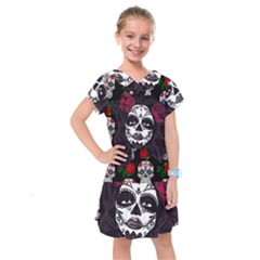 Mexican Skull Lady Kids  Drop Waist Dress by snowwhitegirl