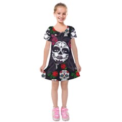 Mexican Skull Lady Kids  Short Sleeve Velvet Dress by snowwhitegirl