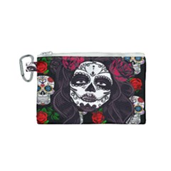 Mexican Skull Lady Canvas Cosmetic Bag (small) by snowwhitegirl
