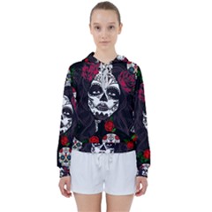 Mexican Skull Lady Women s Tie Up Sweat by snowwhitegirl