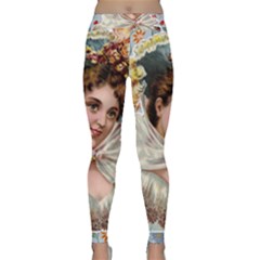 Victorian Lady Blue Floral Classic Yoga Leggings