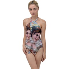 Victorian Lady Blue Floral Go With The Flow One Piece Swimsuit by snowwhitegirl