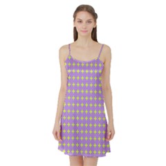 Pastel Mod Purple Yellow Circles Satin Night Slip by BrightVibesDesign