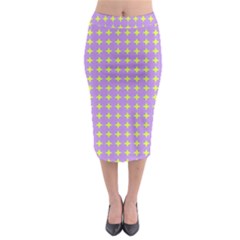 Pastel Mod Purple Yellow Circles Midi Pencil Skirt