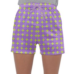 Pastel Mod Purple Yellow Circles Sleepwear Shorts by BrightVibesDesign