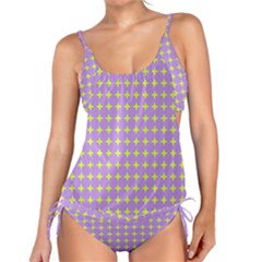 Pastel Mod Purple Yellow Circles Tankini Set by BrightVibesDesign