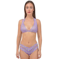 Pastel Mod Purple Yellow Circles Double Strap Halter Bikini Set by BrightVibesDesign