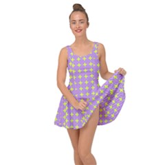 Pastel Mod Purple Yellow Circles Inside Out Casual Dress