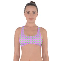 Pastel Mod Pink Green Circles Got No Strings Sports Bra by BrightVibesDesign