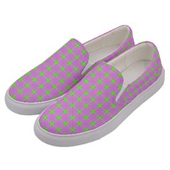 Pastel Mod Pink Green Circles Men s Canvas Slip Ons by BrightVibesDesign