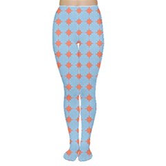 Pastel Mod Blue Orange Circles Tights by BrightVibesDesign