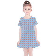 Pastel Mod Blue Orange Circles Kids  Simple Cotton Dress by BrightVibesDesign