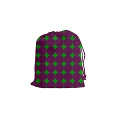 Bright Mod Pink Green Circle Pattern Drawstring Pouch (small) by BrightVibesDesign