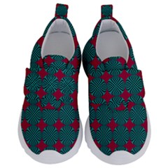 Mod Teal Red Circles Pattern Velcro Strap Shoes by BrightVibesDesign