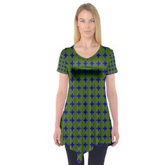 Mod Circles Green Blue Short Sleeve Tunic  by BrightVibesDesign